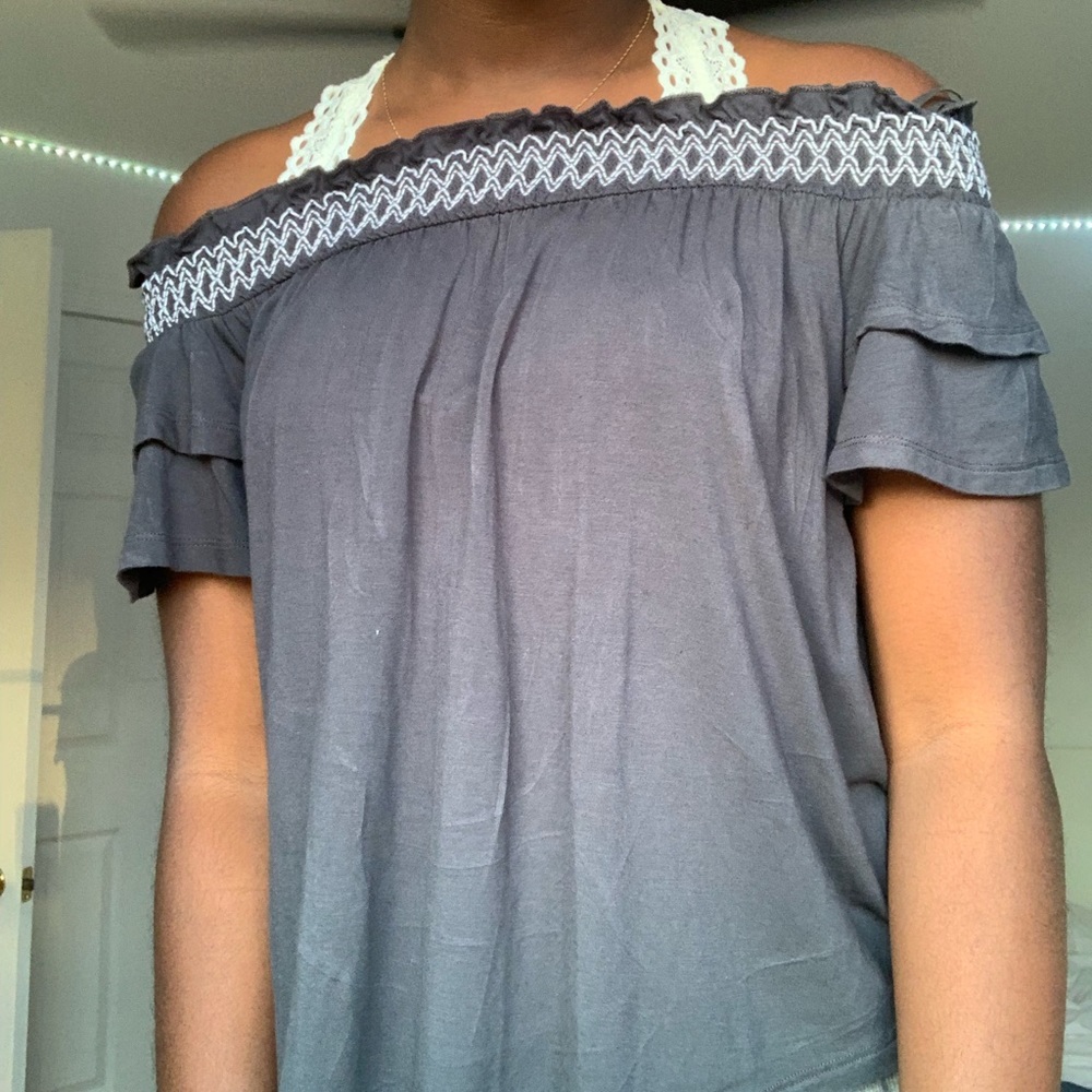 Gray off the shoulder top